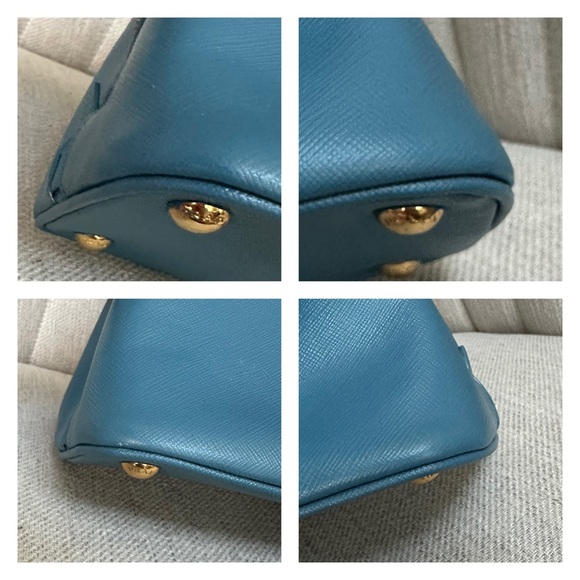 PRADA Logo Blue Saffiano Leather Tote Bag w/ auth cert - Picture 7 of 14